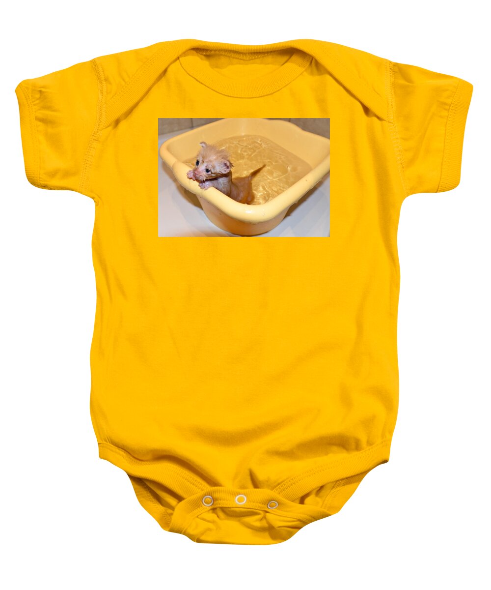 Animal Baby Onesie featuring the photograph Little bath by Michael Goyberg