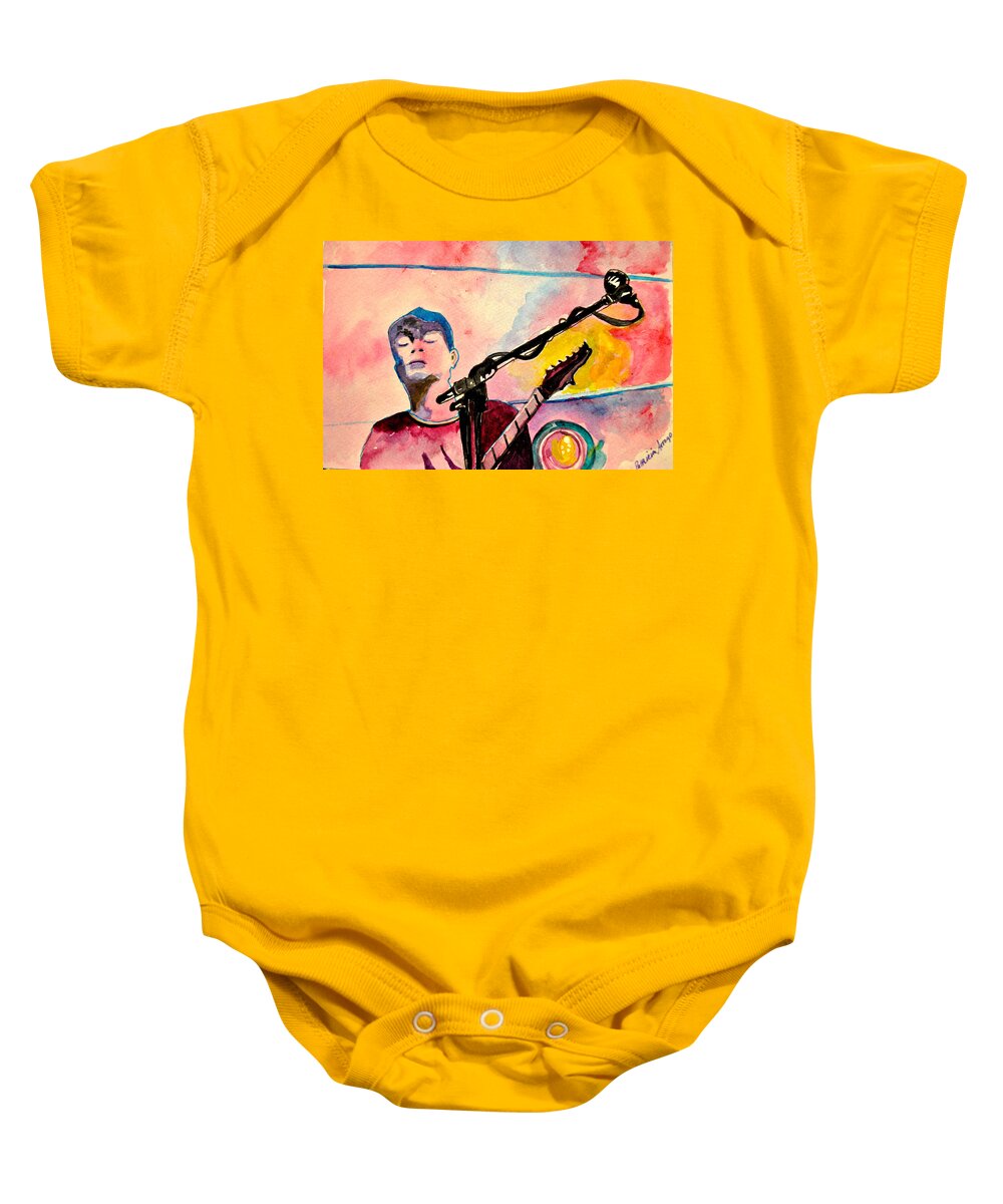 Umphrey's Mcgee Baby Onesie featuring the drawing Pink yUm by Patricia Arroyo