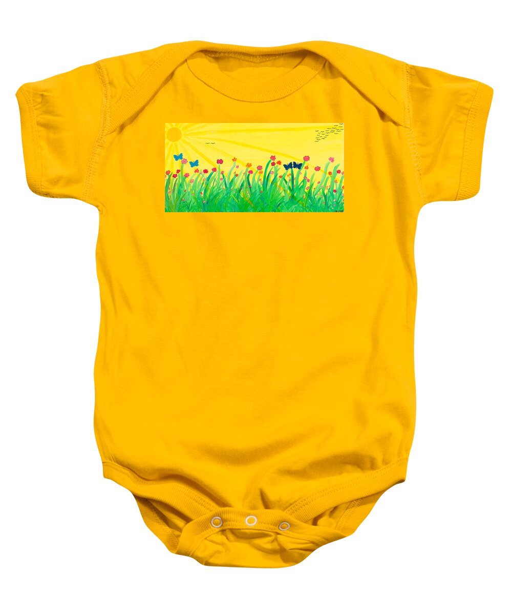 Sun Baby Onesie featuring the painting Sunny Day by Hagit Dayan