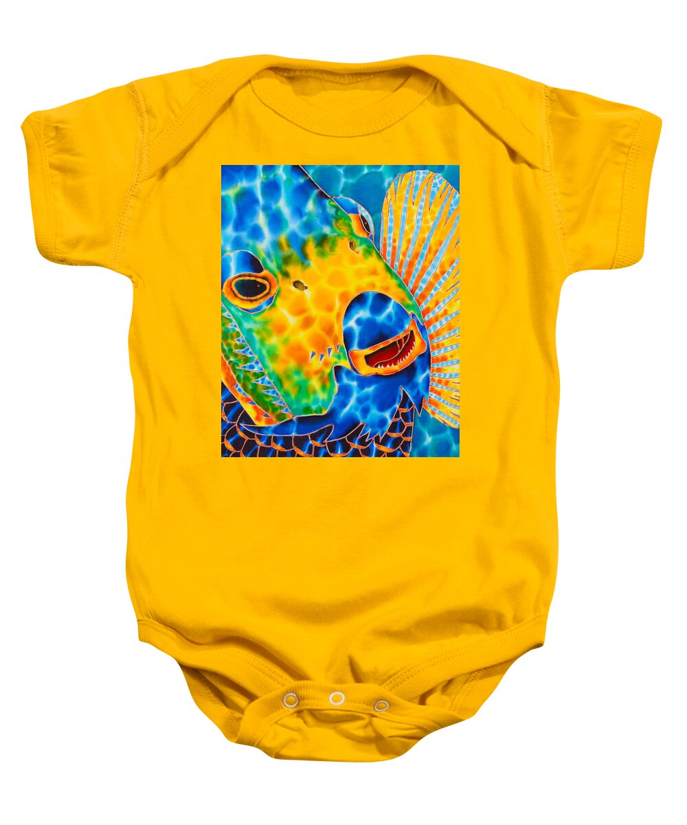 Fish Art Baby Onesie featuring the painting Queen Angelfish by Daniel Jean-Baptiste