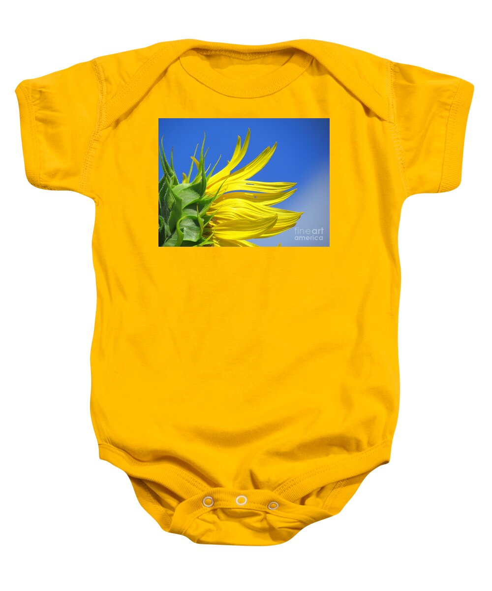 Sunflowers Baby Onesie featuring the photograph Waving Goodbye to Summer by Lori Lafargue