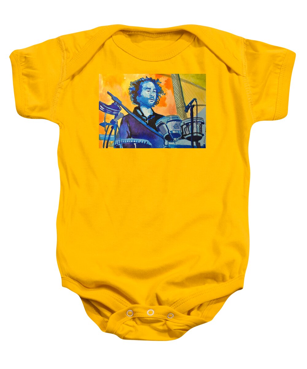 Umphrey's Mcgee Baby Onesie featuring the painting Yum Um Drum by Patricia Arroyo