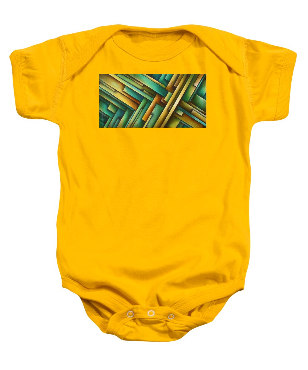 Geometric Baby Onesie featuring the painting ' Labyrinth' by Michael Lang