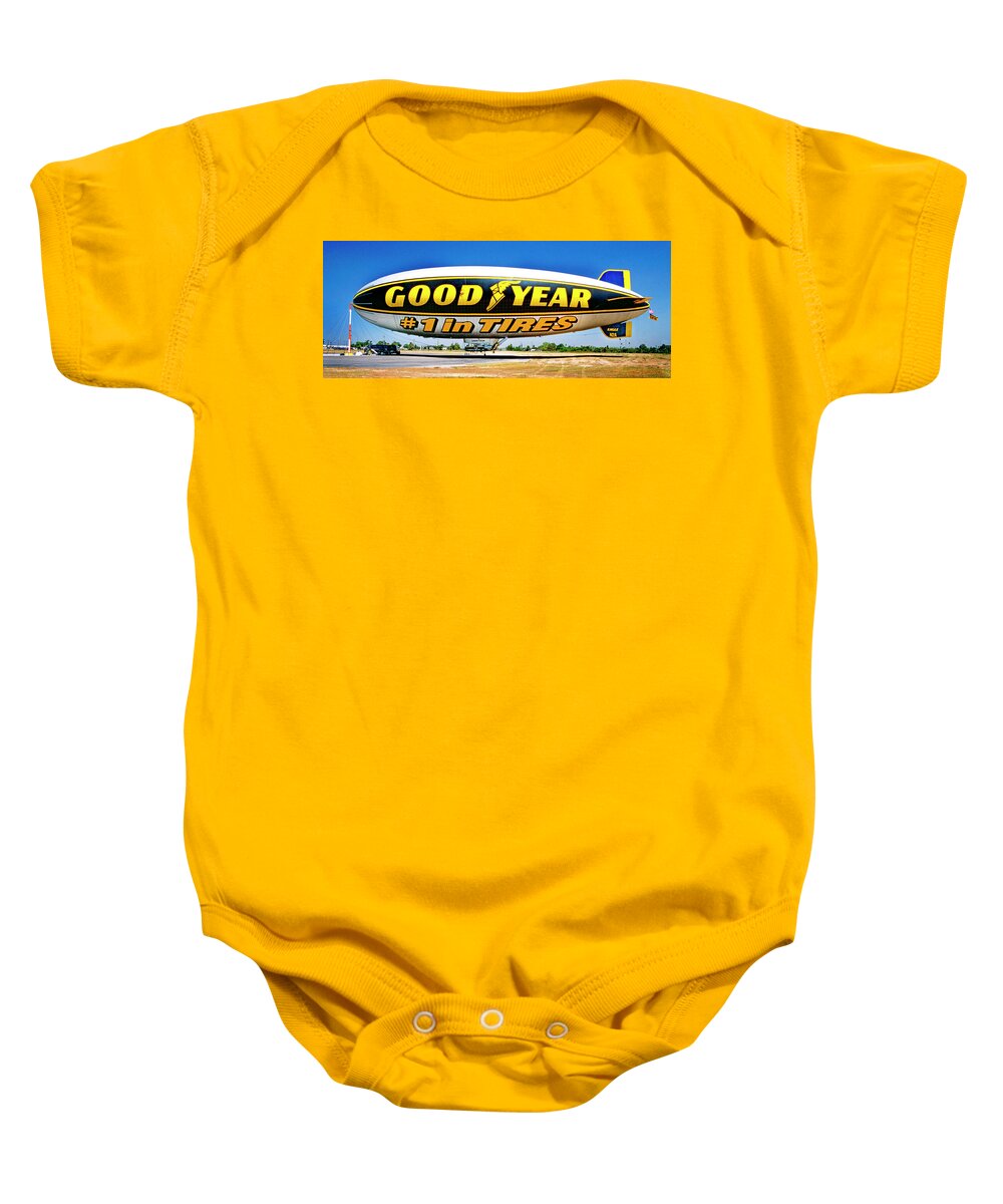 Goodyear Baby Onesie featuring the photograph My Goodyear Blimp Ride by Paul W Faust - Impressions of Light