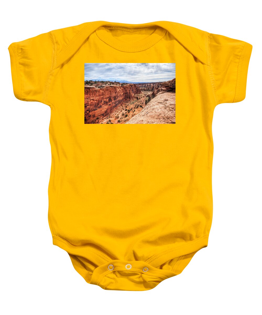Moab Utah Baby Onesie featuring the photograph Moab Canyon #1 by Brett Engle