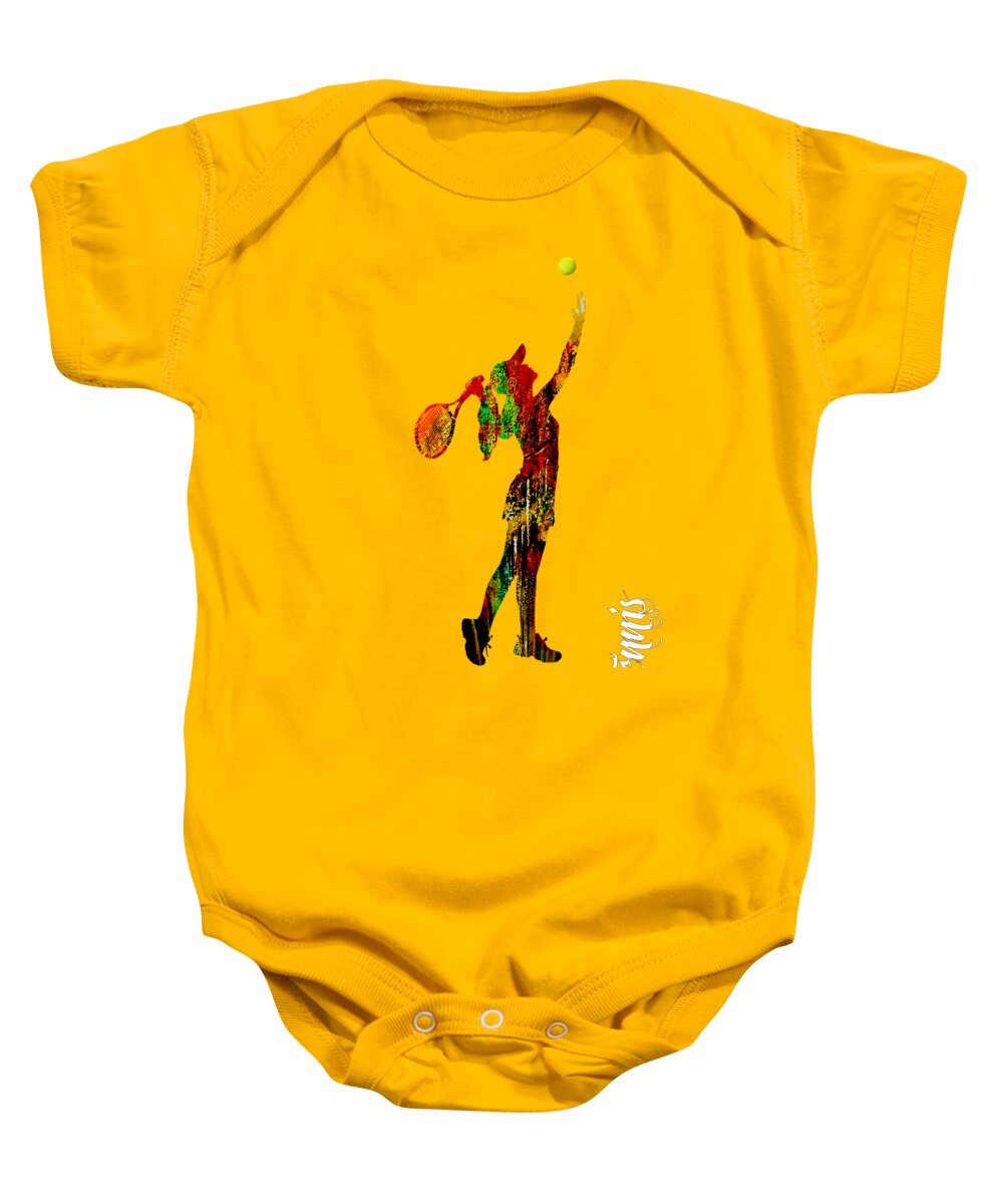 Tennis Baby Onesie featuring the mixed media Womens Tennis Collection #1 by Marvin Blaine