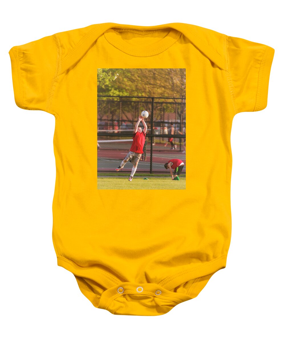 Active Baby Onesie featuring the photograph Youth Soccer Practice #1 by Peter Lakomy