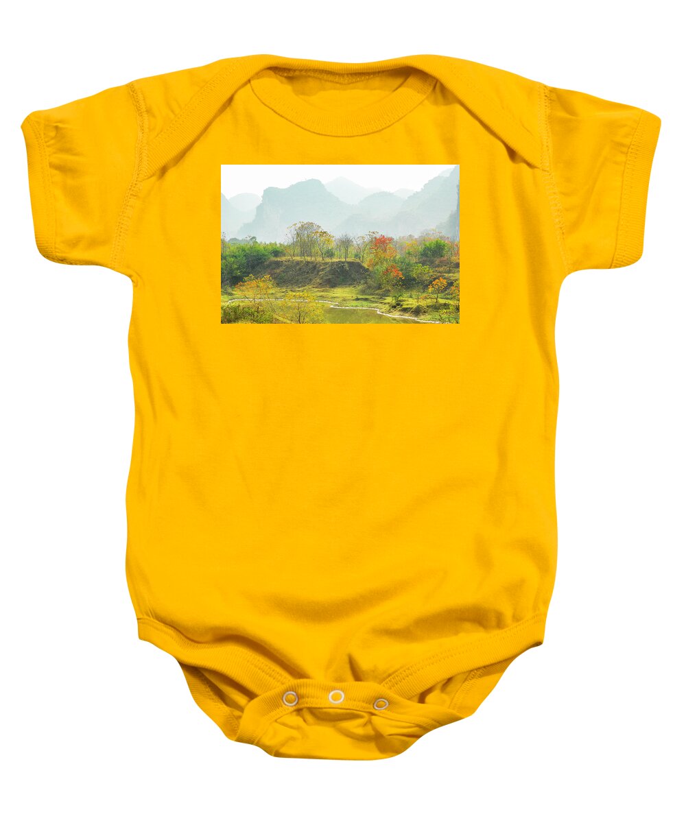 Red Baby Onesie featuring the photograph The colorful autumn scenery #19 by Carl Ning