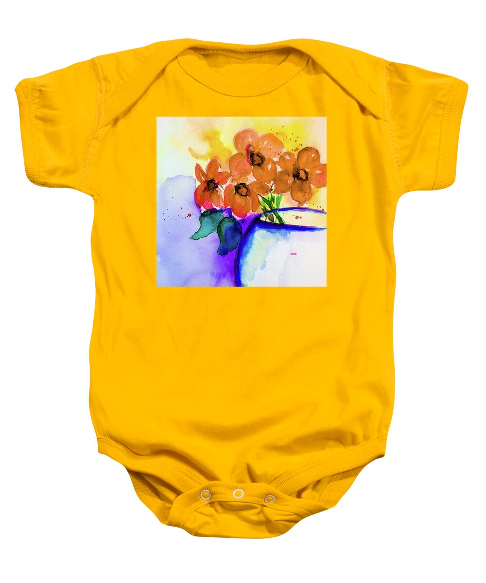 Bouquet Baby Onesie featuring the mixed media colorful Bouquet #4 by Britta Zehm
