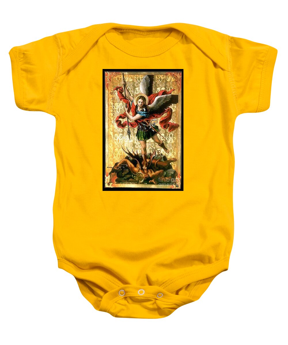 Picture Baby Onesie featuring the painting St. Michael by Matteo TOTARO