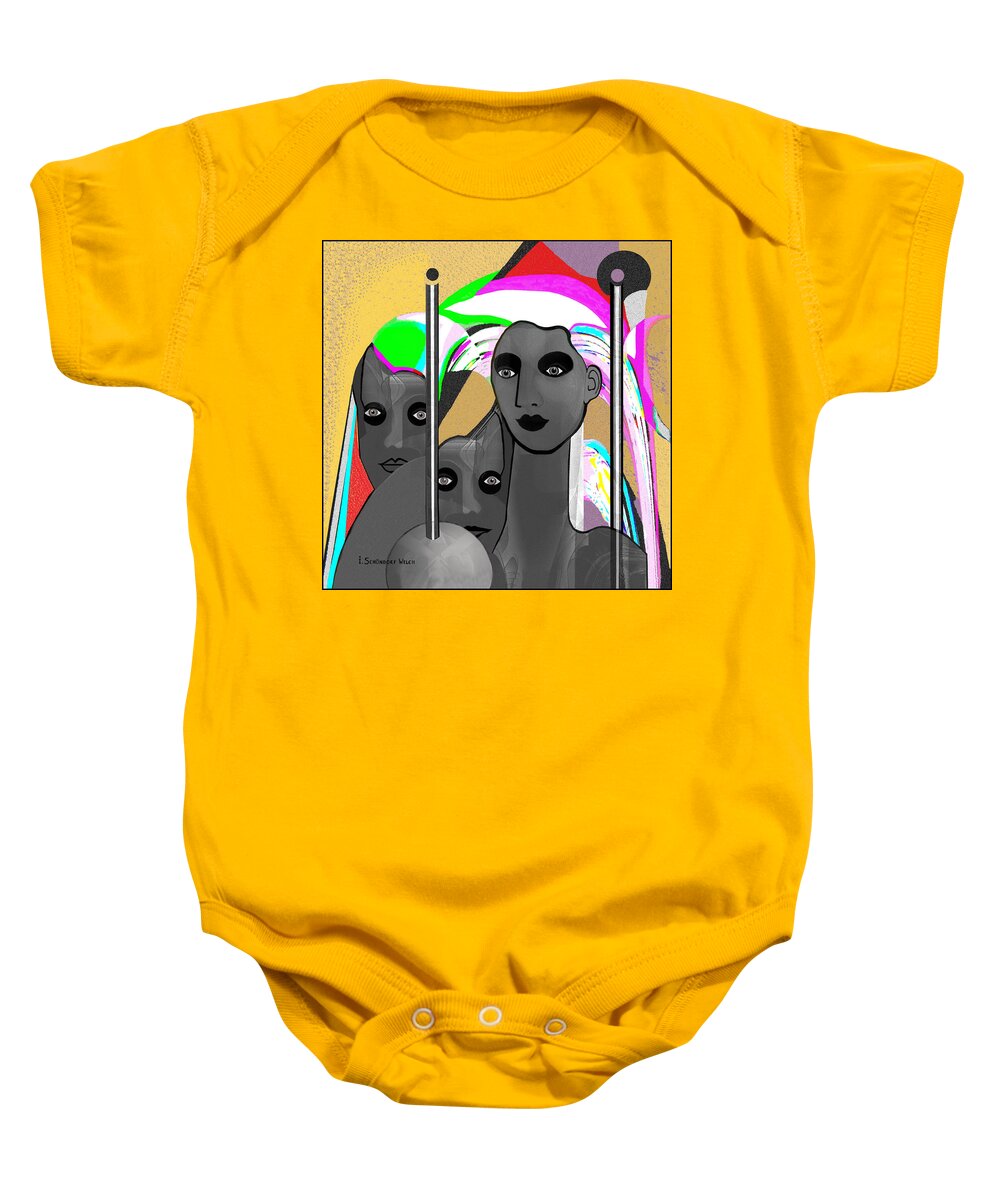 822 Baby Onesie featuring the digital art 822 - The Fighters 2017 by Irmgard Schoendorf Welch