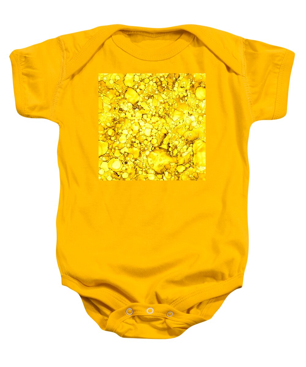 Yellow Abstract Baby Onesie featuring the painting Abstract 7 by Patricia Lintner