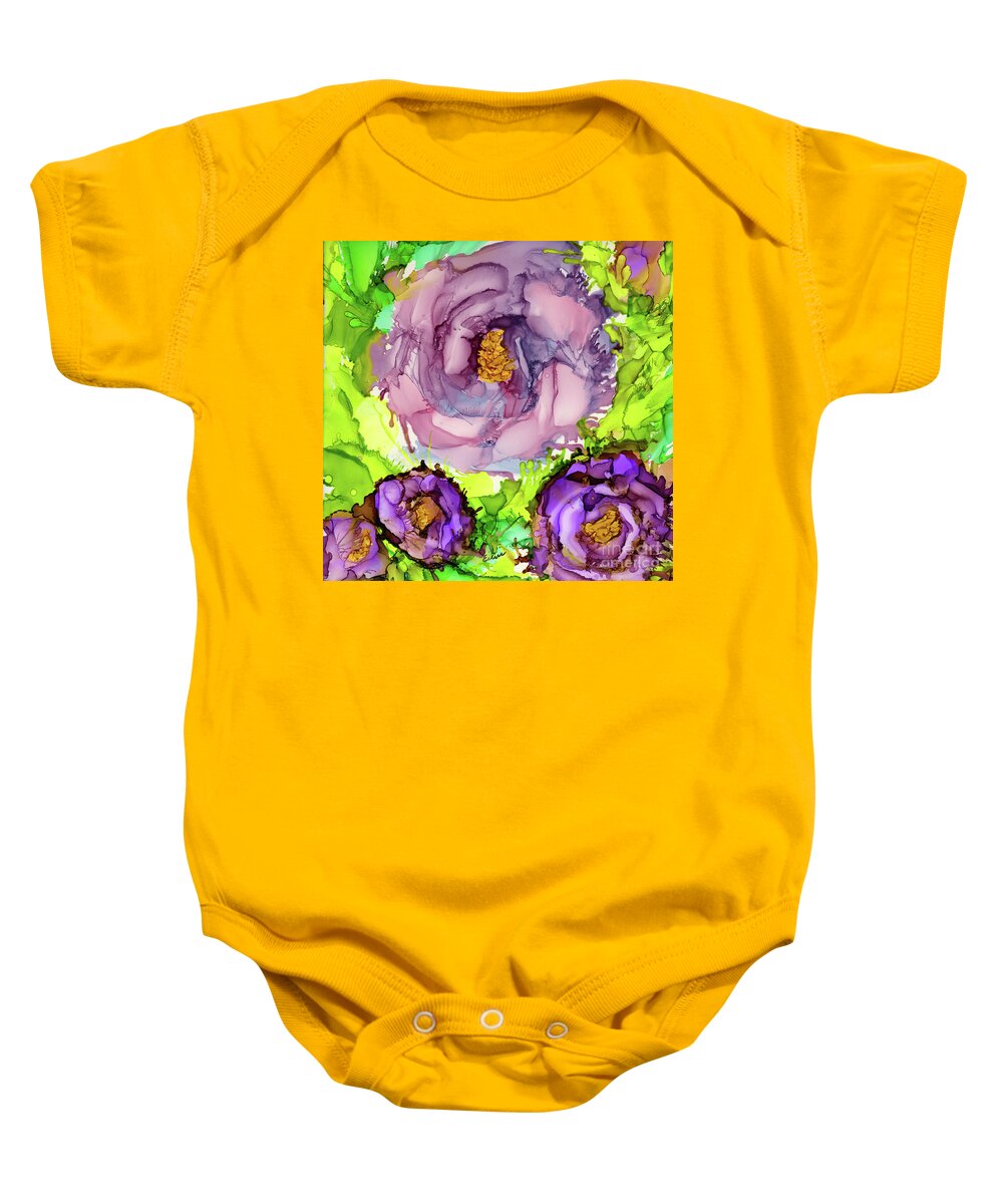 Abstract Baby Onesie featuring the painting Abstract Lisianthus by Eunice Warfel