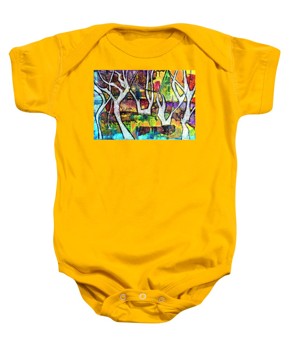 Forest Baby Onesie featuring the painting Acrylic Forest by Ariadna De Raadt