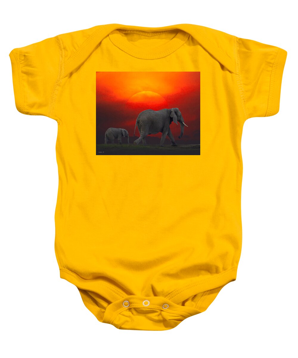 African Sunset Baby Onesie featuring the photograph African Sunset 2 by Larry Linton