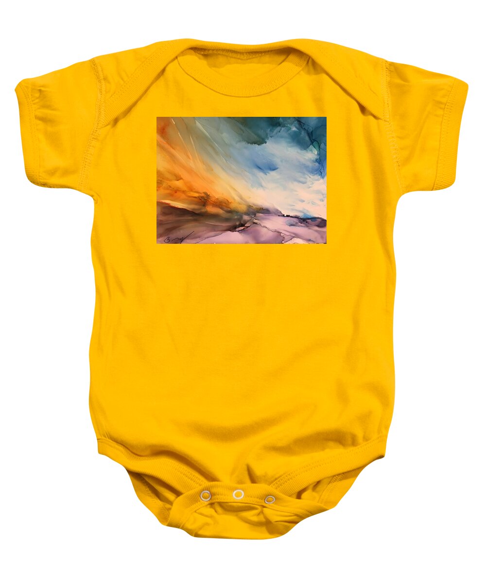 Abstract Baby Onesie featuring the painting Alisons Sunset by Bonny Butler