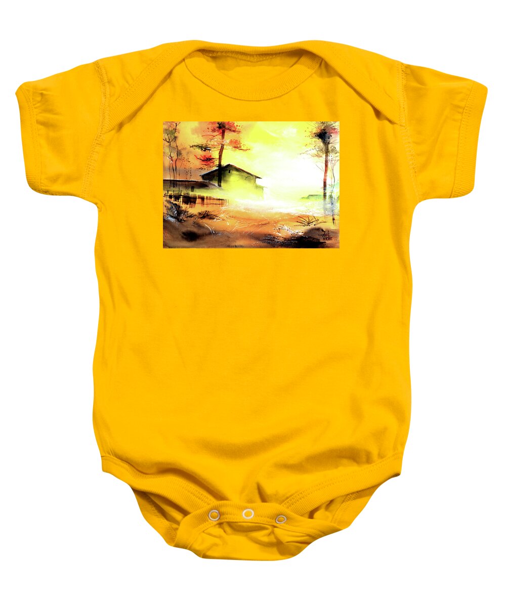 Nature Baby Onesie featuring the painting Another Good Morning by Anil Nene