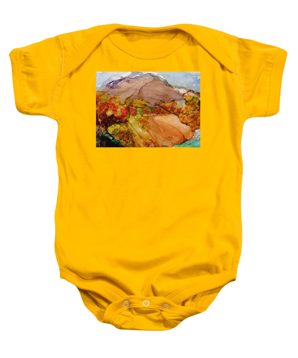 Mountain Baby Onesie featuring the painting Arcadia 2 by Susan Kubes