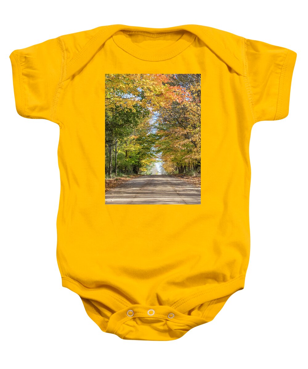 Autumn Baby Onesie featuring the photograph Autumn Backroad by John McGraw
