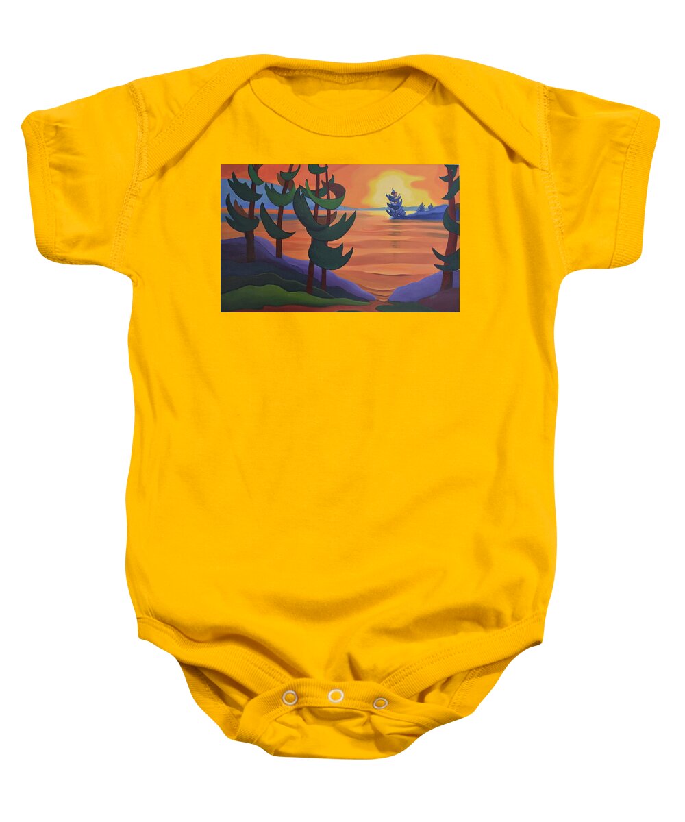 Group Of Seven Baby Onesie featuring the painting Autumn Glow by Barbel Smith