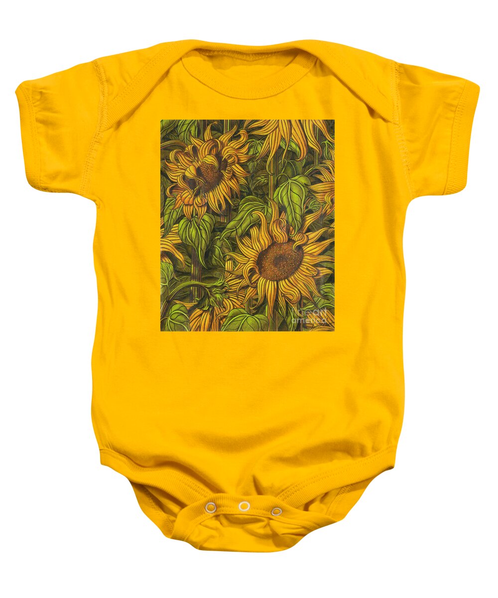 Impressionism Baby Onesie featuring the drawing Autumn Suns by Scott Brennan