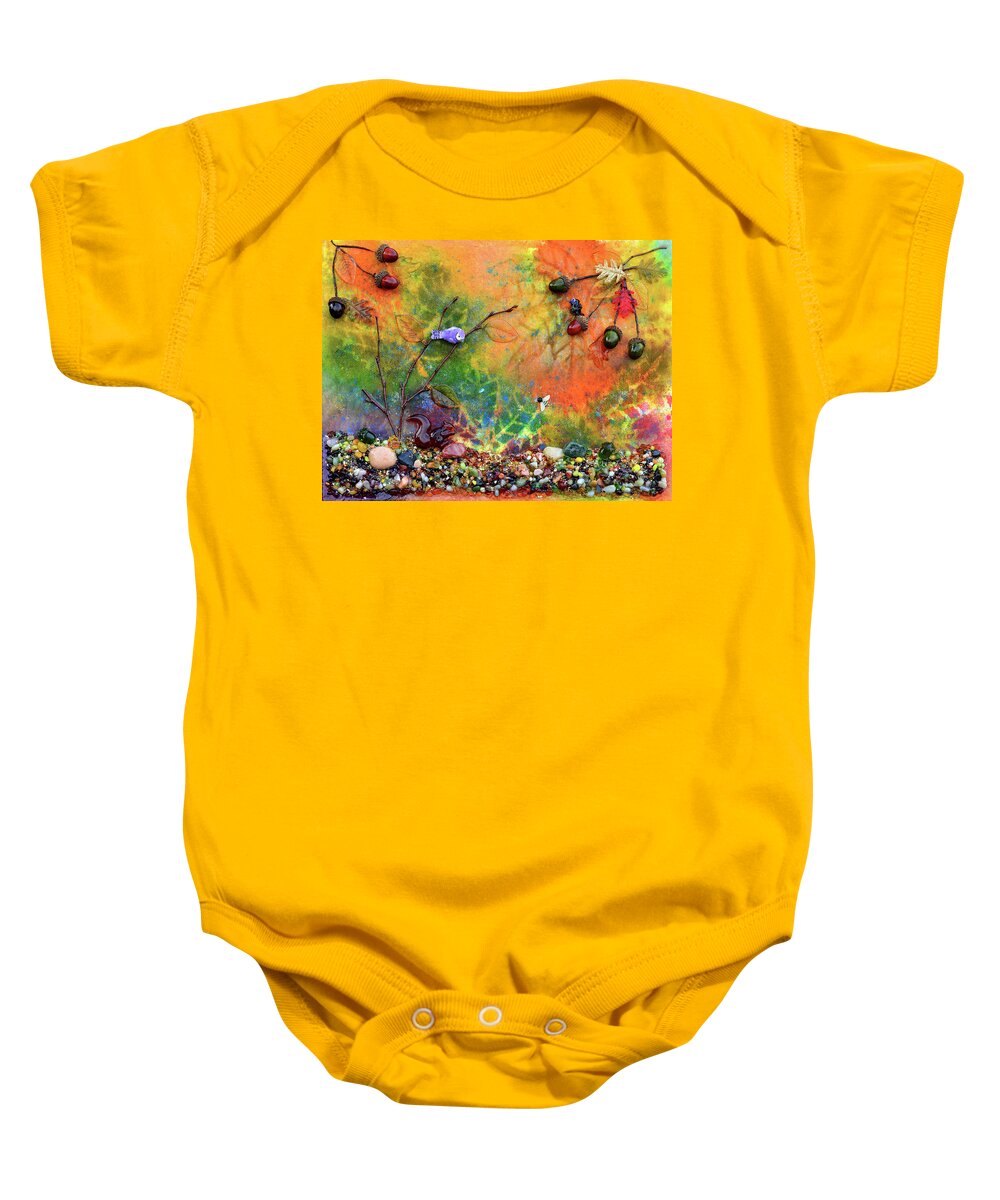 Woodland Baby Onesie featuring the mixed media Autumnal Enchantment by Donna Blackhall