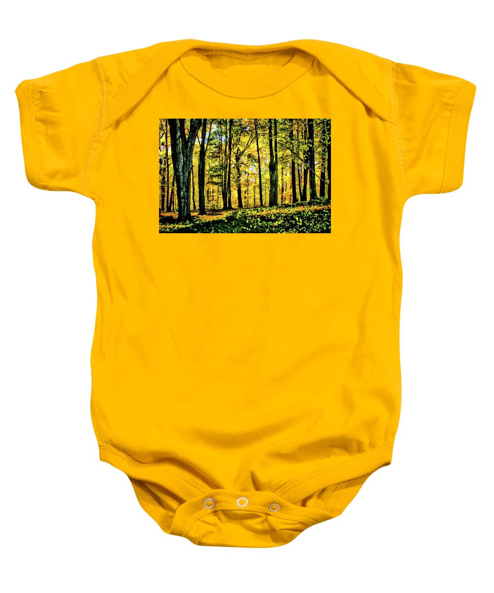 Autumn Baby Onesie featuring the photograph Autumn's Glow by Monroe Payne