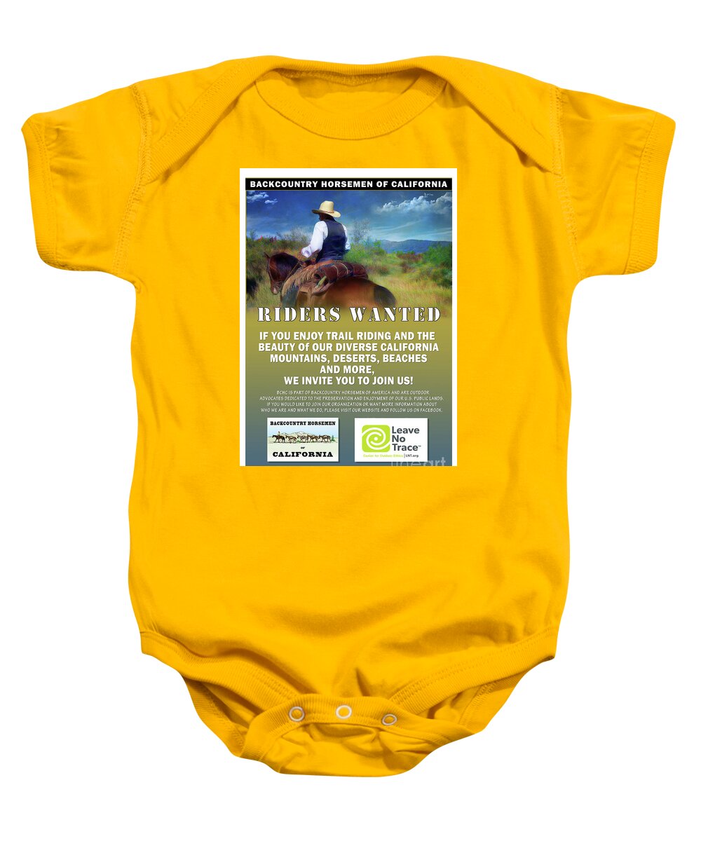 Bchc Baby Onesie featuring the digital art Backcountry Horsemen Join Us Poster by Rhonda Strickland