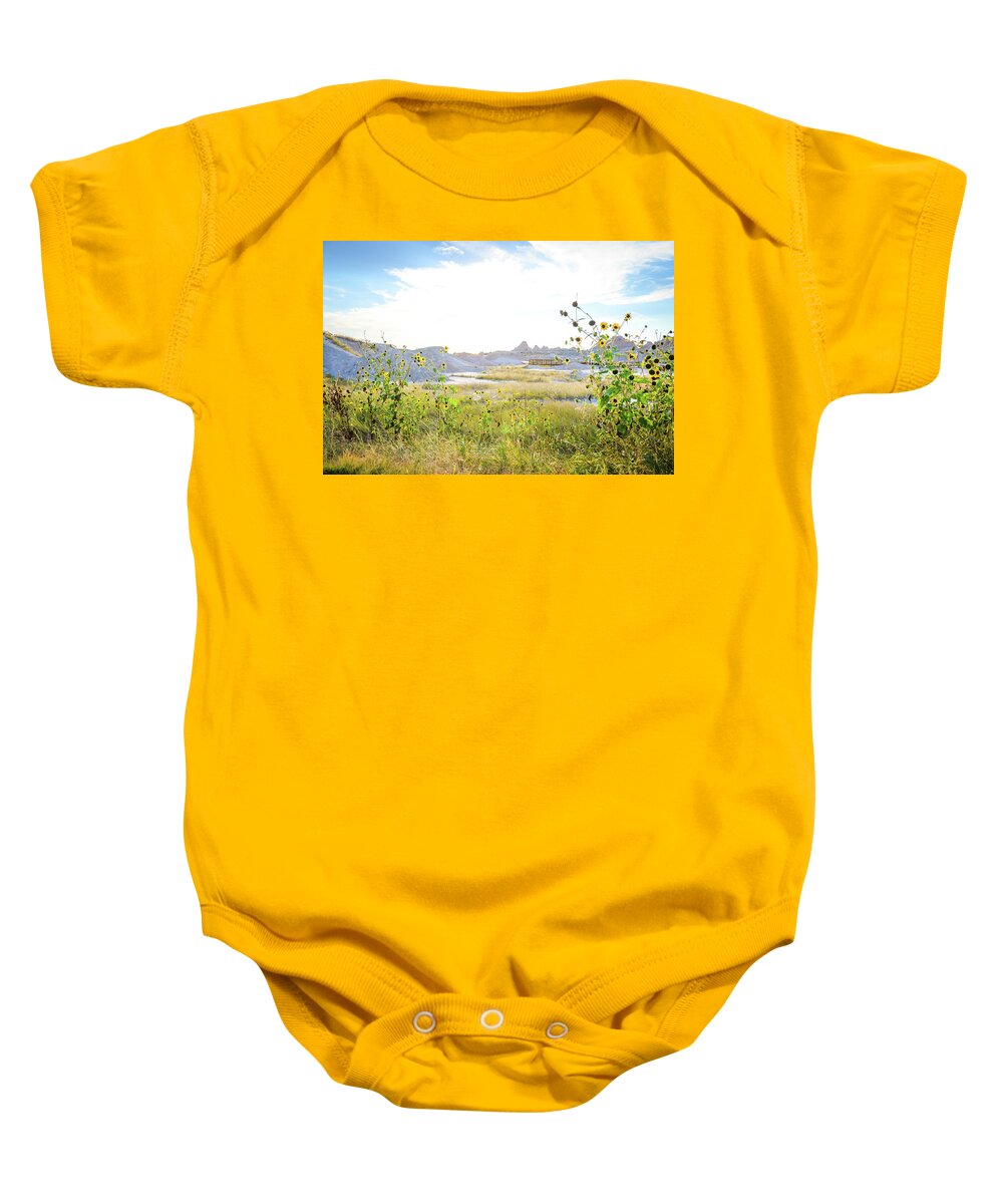 South Dakota Baby Onesie featuring the photograph Badlands National Park by Aileen Savage