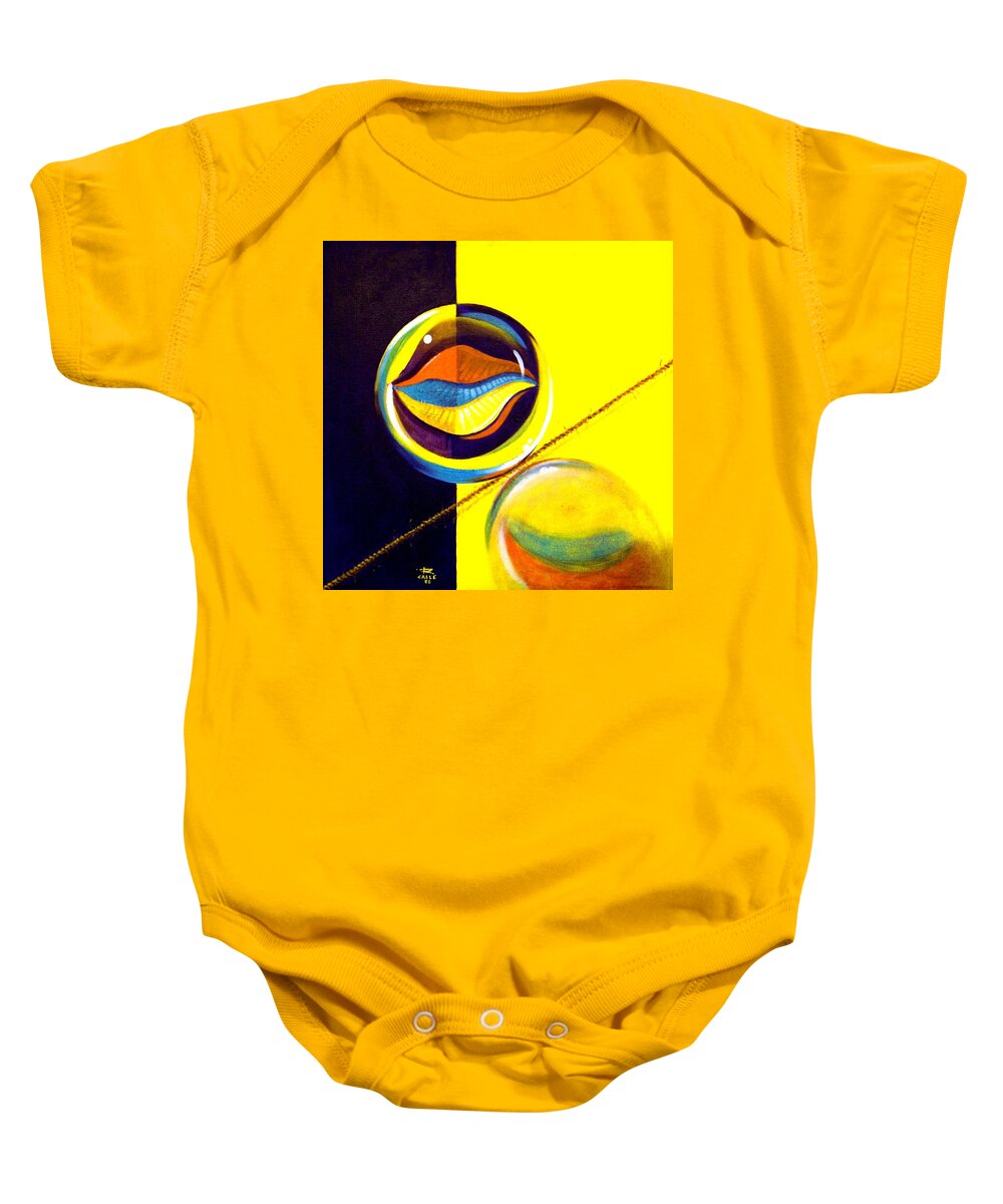 Surrealism Baby Onesie featuring the painting Balancing Act I by Roger Calle