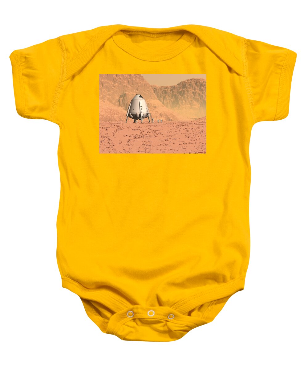Space Baby Onesie featuring the digital art Base Camp Ares Vallis by David Robinson