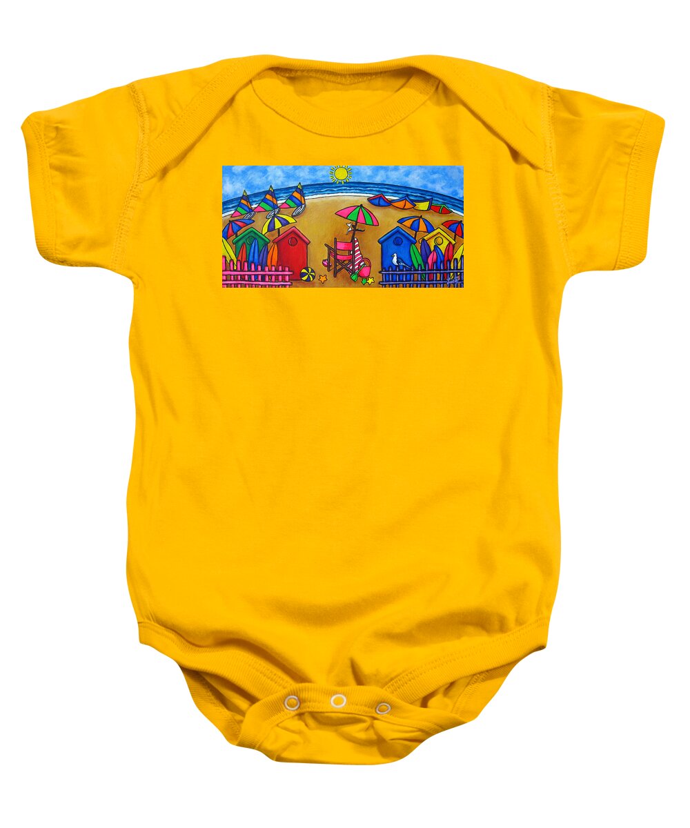 Beach Baby Onesie featuring the painting Beach Colours by Lisa Lorenz