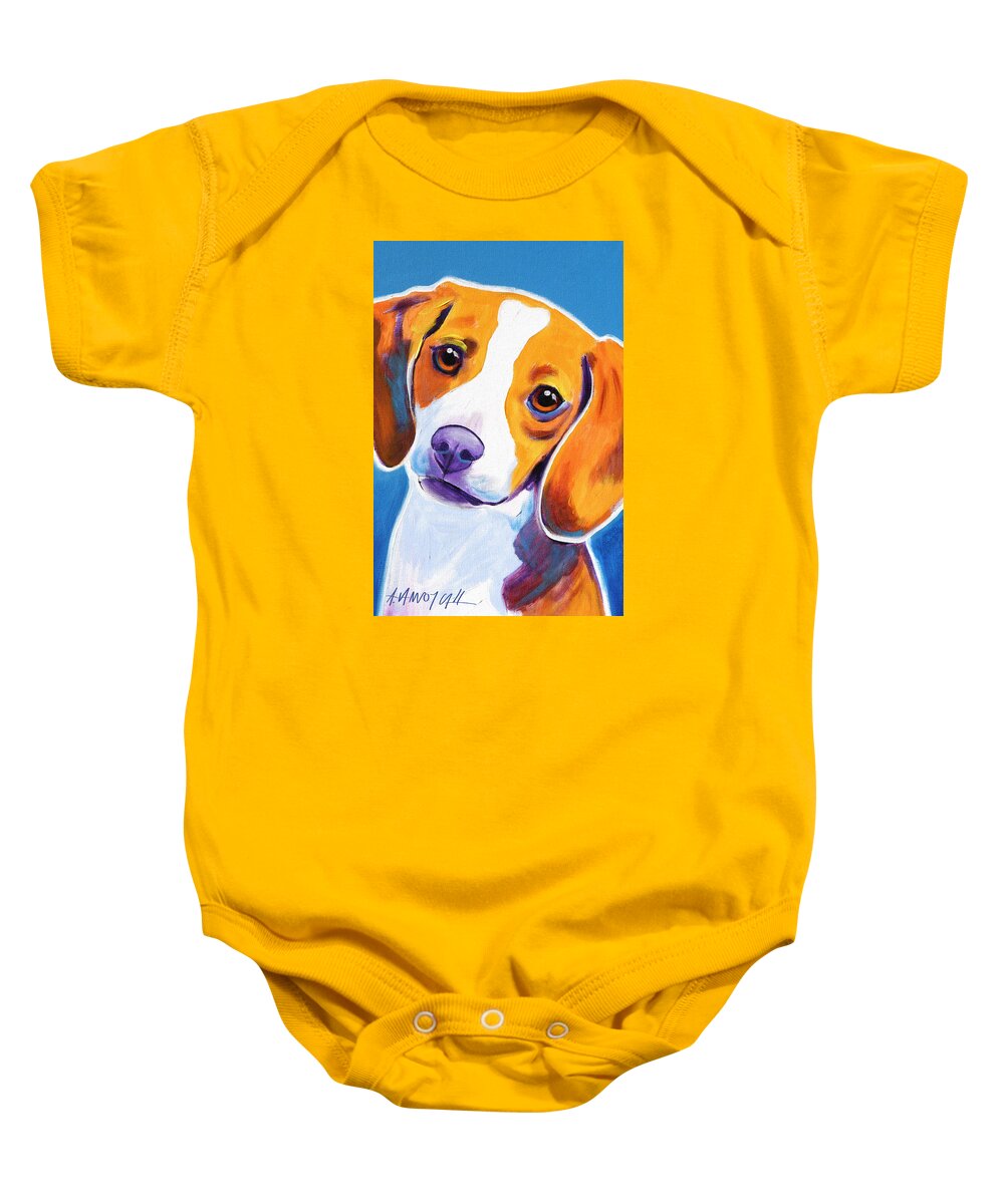 Beagle Baby Onesie featuring the painting Beagle - Dixie by Dawg Painter