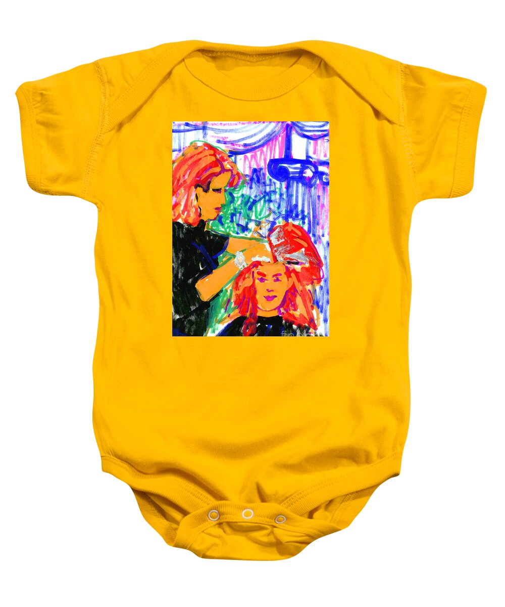 Red Head Baby Onesie featuring the painting Being Foiled by Candace Lovely