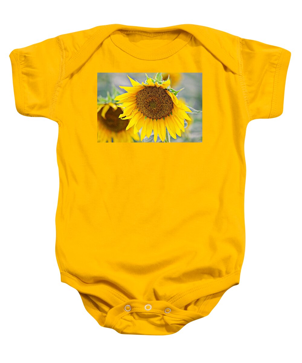 Yellow Flowers Baby Onesie featuring the photograph Big Sunflowers 2 by Karen McKenzie McAdoo