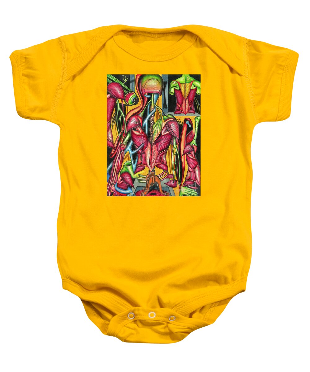 Biological Baby Onesie featuring the drawing Biological Fusion by Justin Jenkins