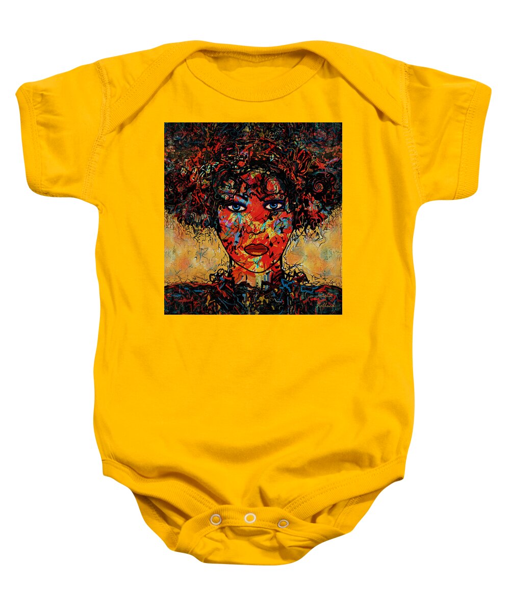 Woman Baby Onesie featuring the painting Blue Stare by Natalie Holland