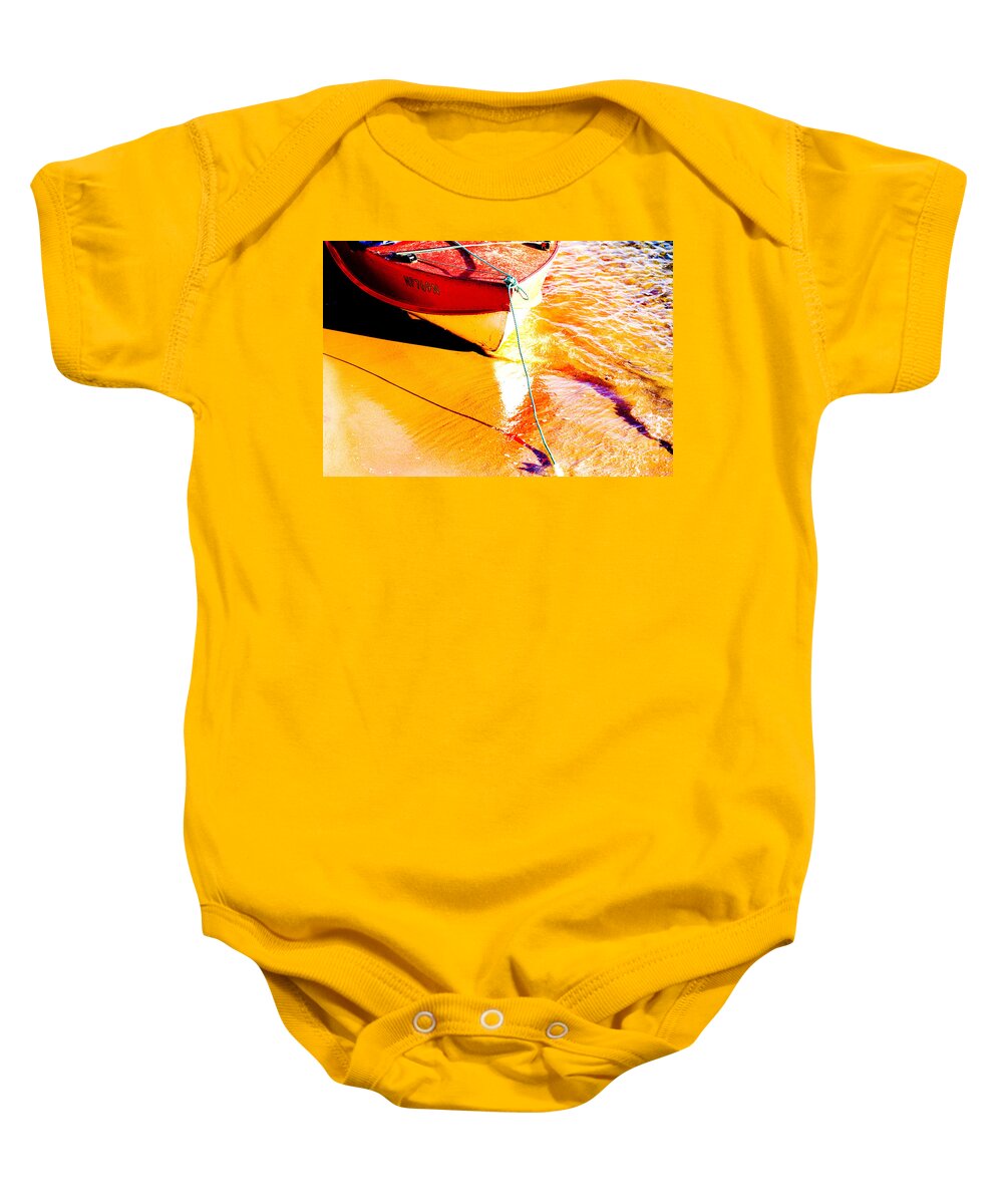 Boat Abstract Yellow Water Orange Baby Onesie featuring the photograph Boat abstract by Sheila Smart Fine Art Photography