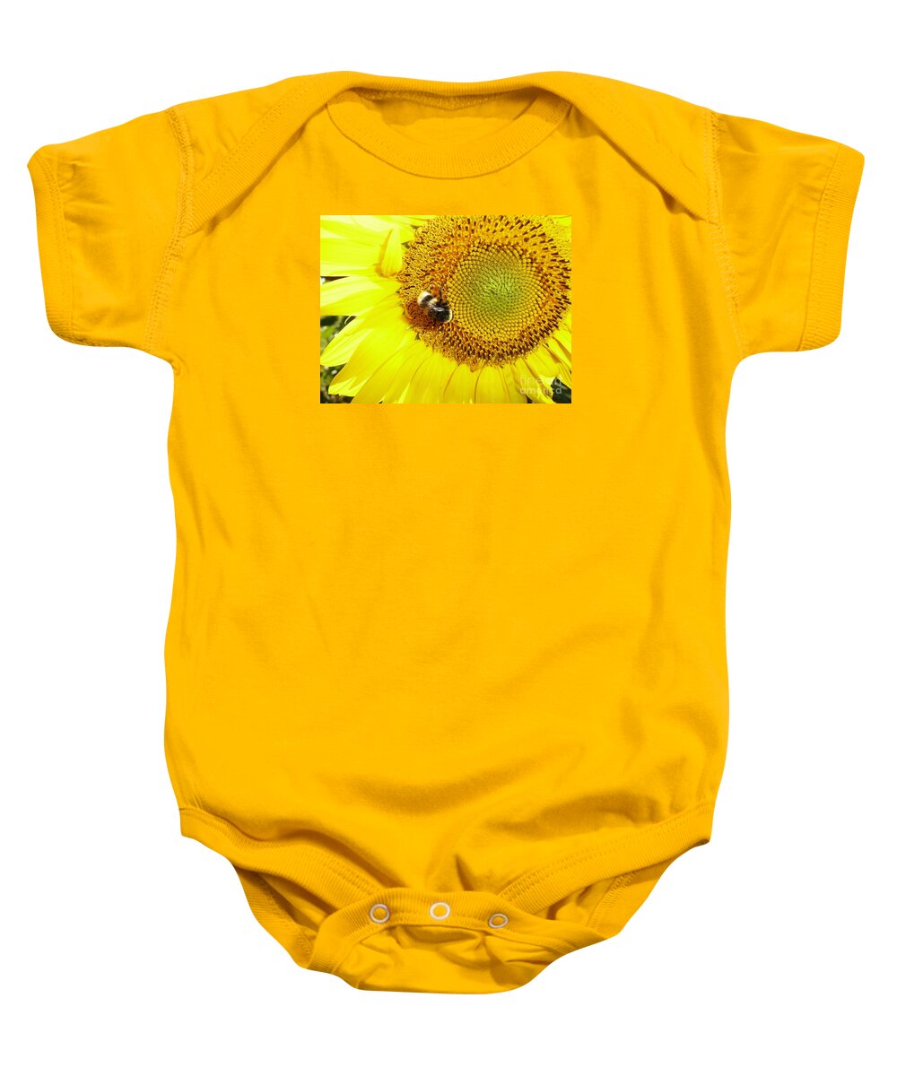 Artistic Baby Onesie featuring the photograph Bumblebee on Sunflower by Jean Bernard Roussilhe