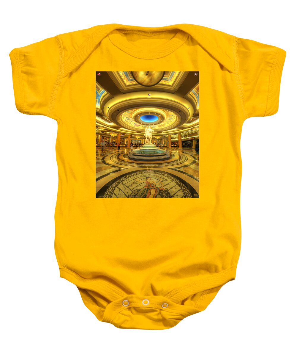 Art Baby Onesie featuring the photograph Caesar's Grand Lobby by Yhun Suarez