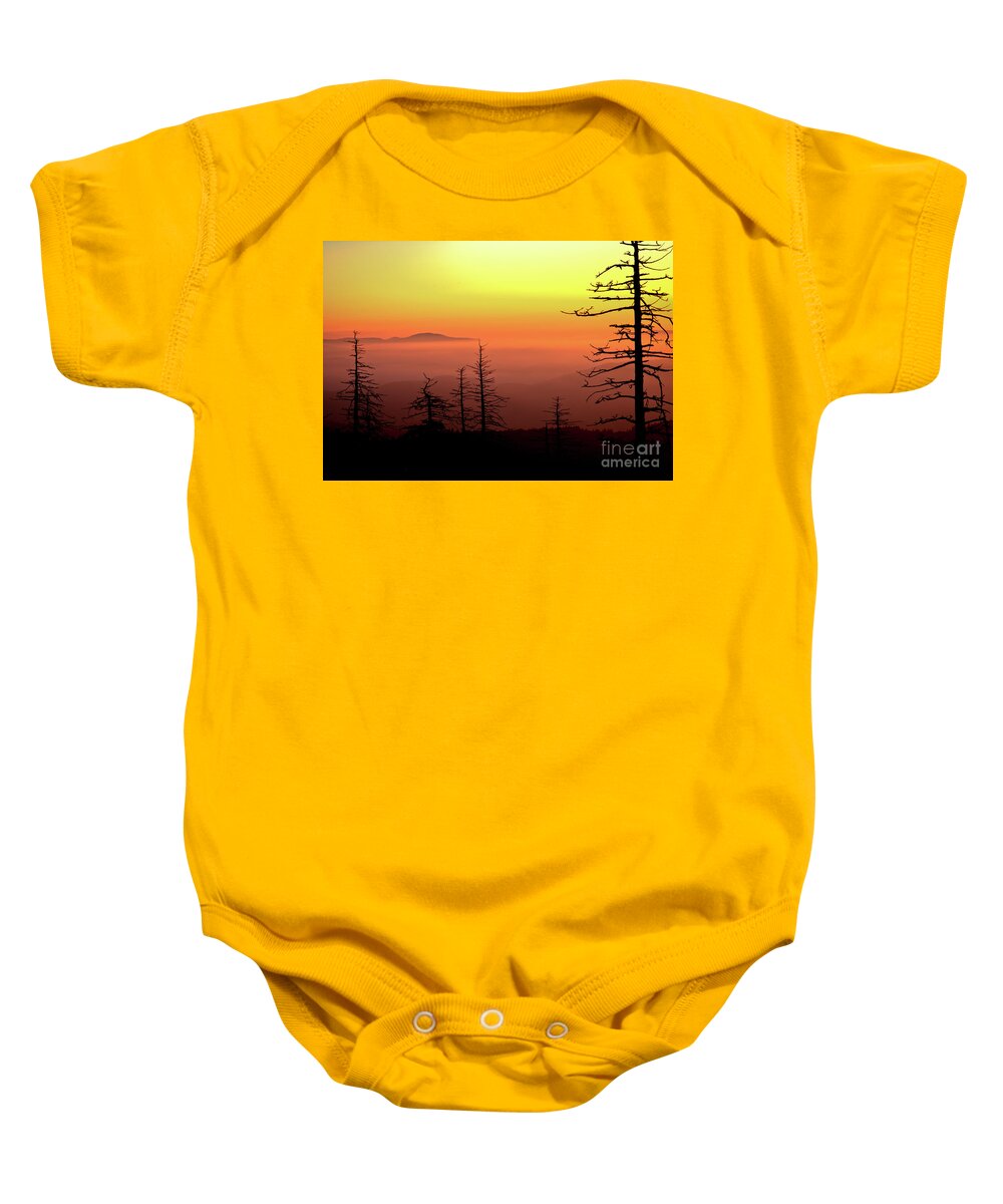 Sunrise Baby Onesie featuring the photograph Candy Corn Sunrise by Douglas Stucky
