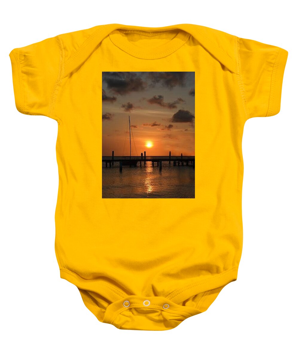 Sunset Baby Onesie featuring the photograph Caribbean Sunset by Carolyn Mickulas