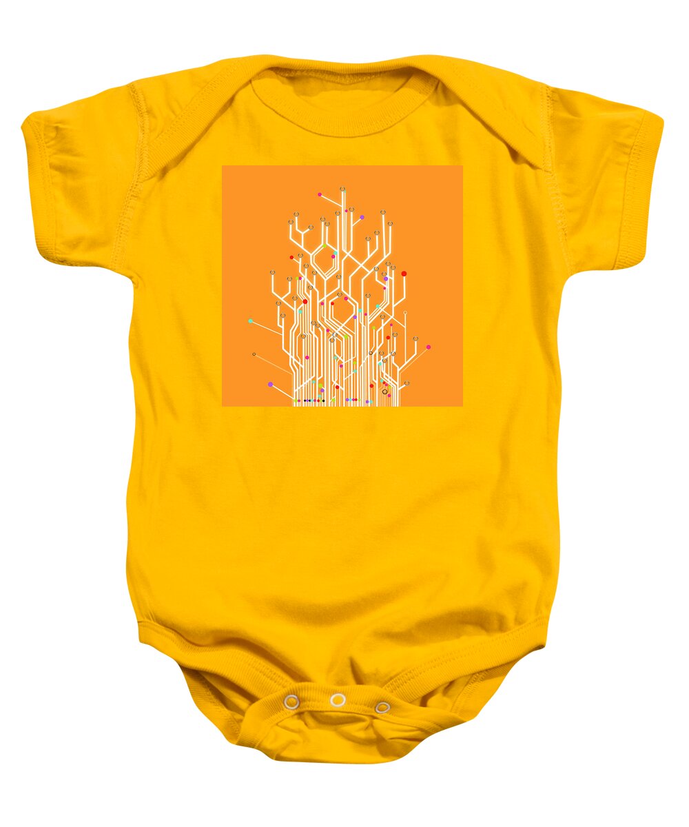 Abstract Baby Onesie featuring the photograph Circuit Board Graphic by Setsiri Silapasuwanchai