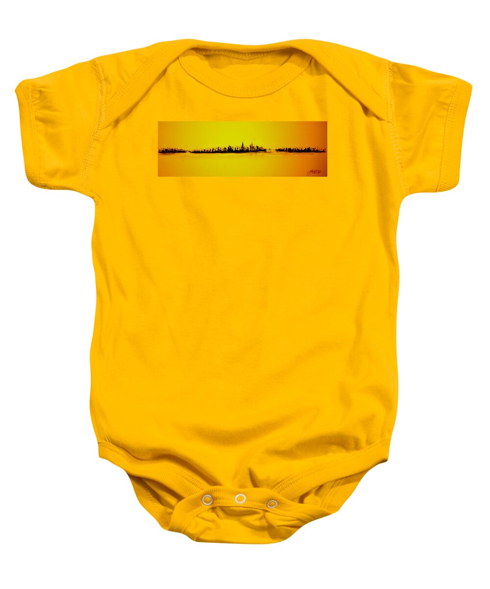 Art Baby Onesie featuring the painting City Of Gold by Jack Diamond