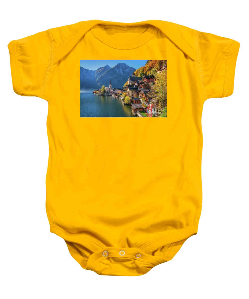Alpine Baby Onesie featuring the photograph Colourful Hallstatt by JR Photography