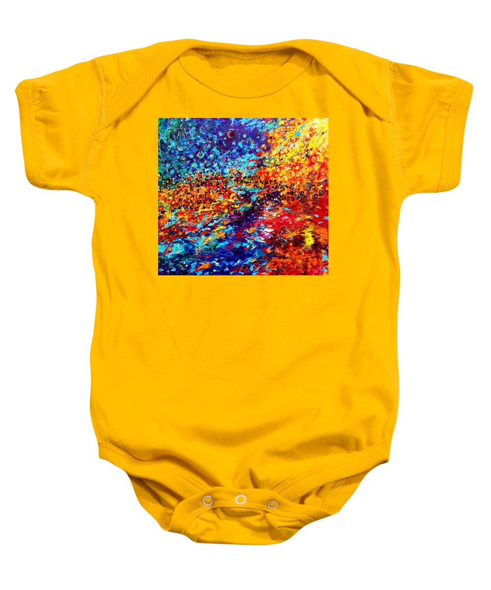 Energy Spiritual Art Baby Onesie featuring the painting Composition # 5. Series Abstract Sunsets by Helen Kagan