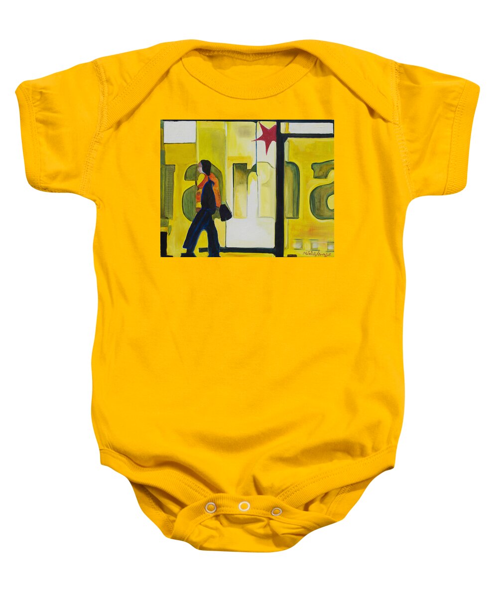 Abstract Baby Onesie featuring the painting Dam Shopper by Patricia Arroyo