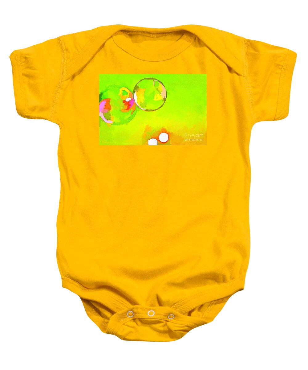 Green Baby Onesie featuring the digital art Dancing Bubbles by Humphrey Isselt