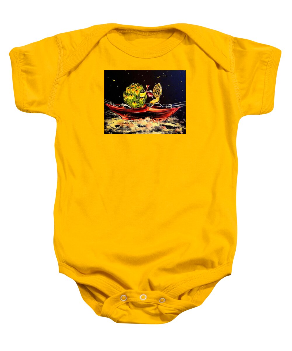 Artichoke Baby Onesie featuring the painting Date on a Plate by Alexandria Weaselwise Busen