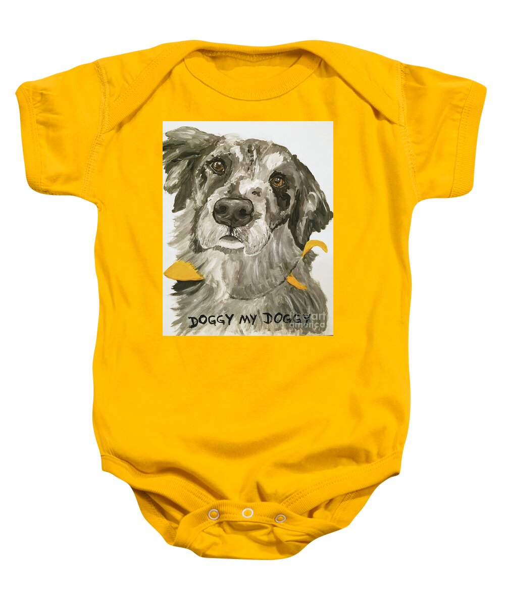 Dog Baby Onesie featuring the painting Date With Paint Feb 19 Lola by Ania M Milo